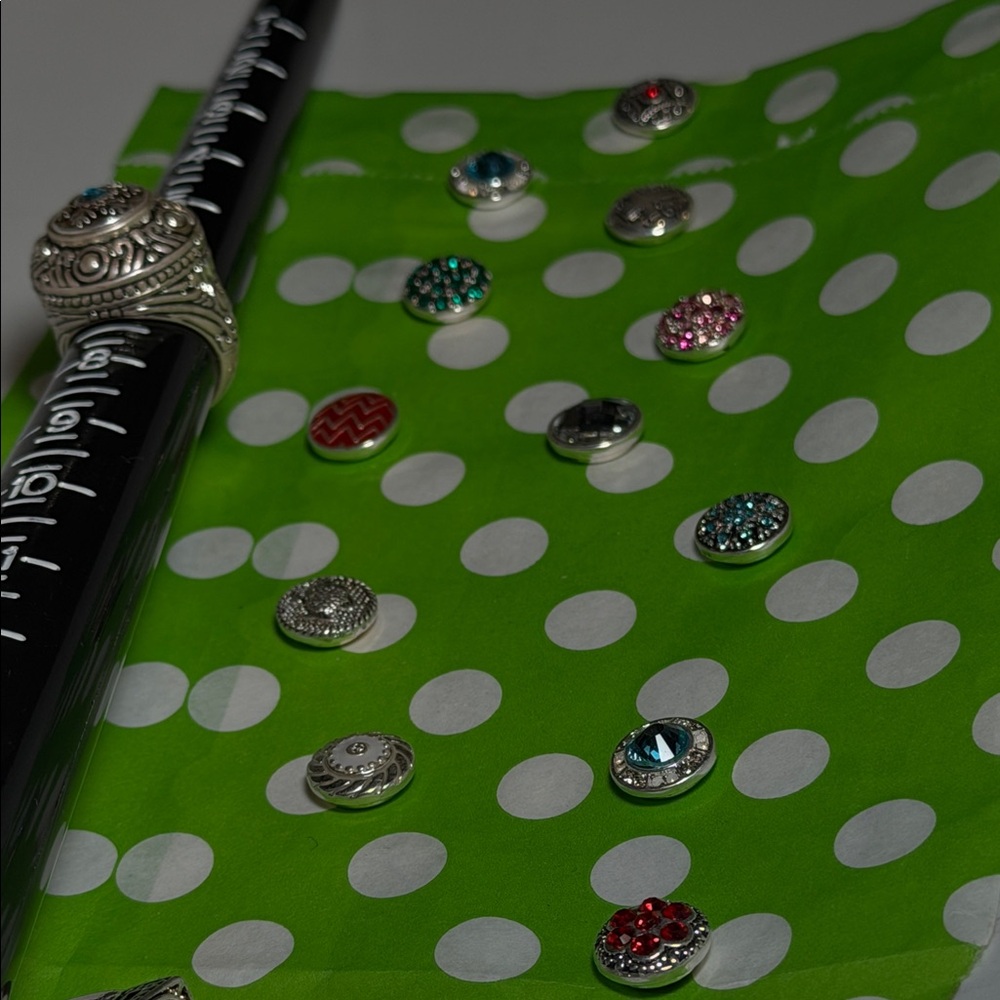 Intricate Silver Tone Ring Interchangeable Magnets - image 6